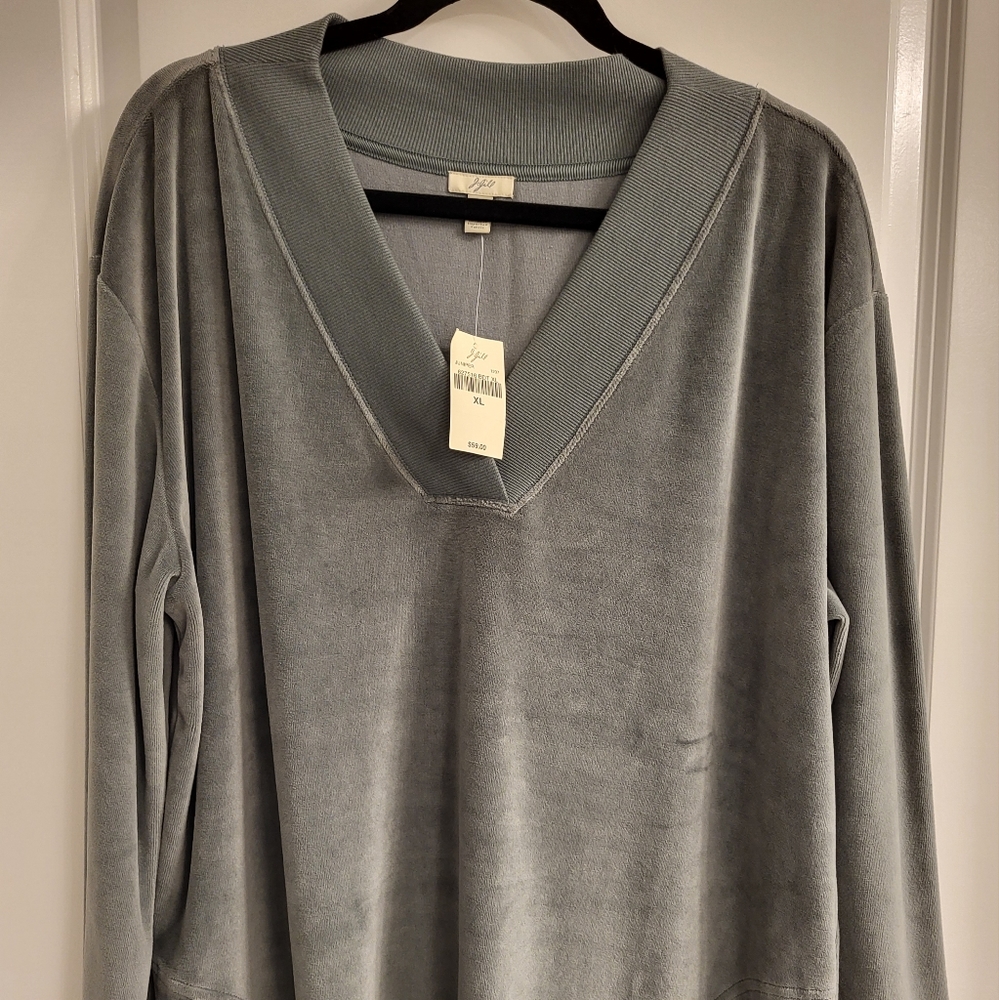 JJill Velour Tunic, XL in Olive Green